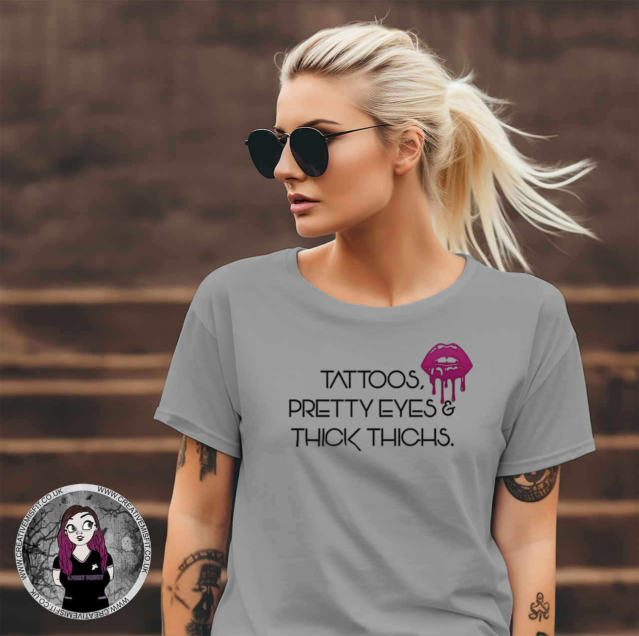 Tattoos, Pretty Eyes & Thick Thighs Tee